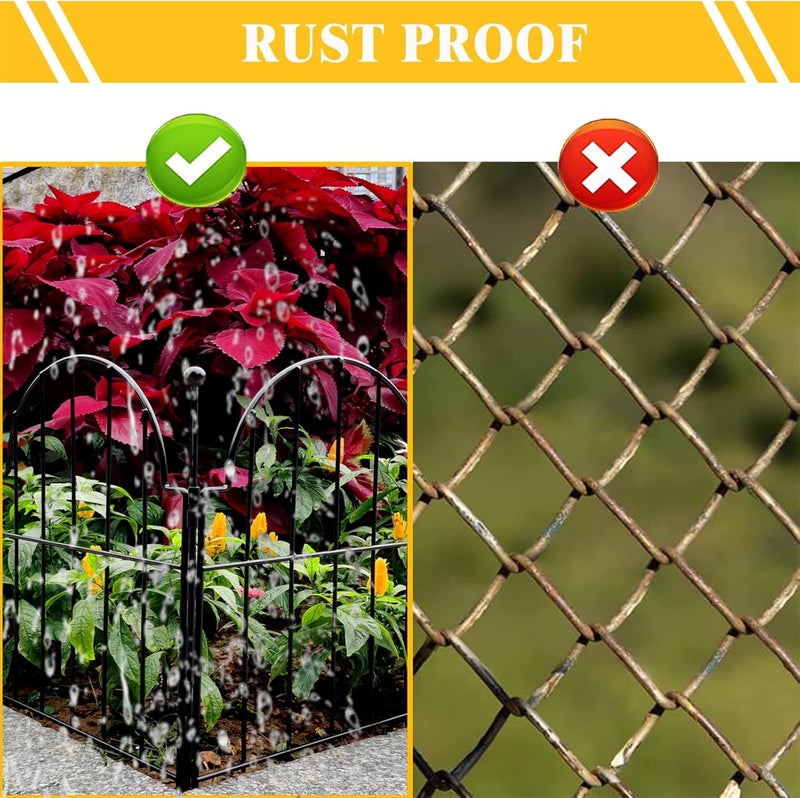 Blingluck Garden Fence, 22 in(H) x 27.5 ft(L) Arched Rustproof Metal No Dig Fence Garden Fence Border,Ground Stake Animal Barrier Fence for Rabbit Dog, Outdoor Landscape Decor for Yard & Patio,25 Pack - Image 5